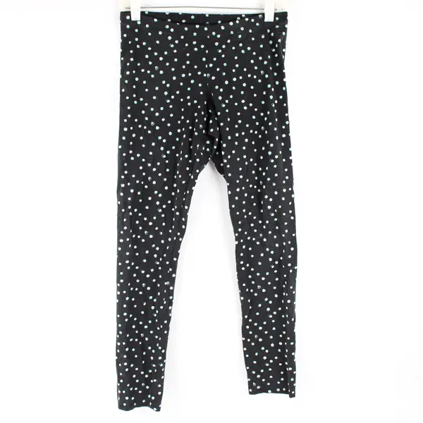 A New Approach Teal Polka Dot Black Leggings Women's Medium