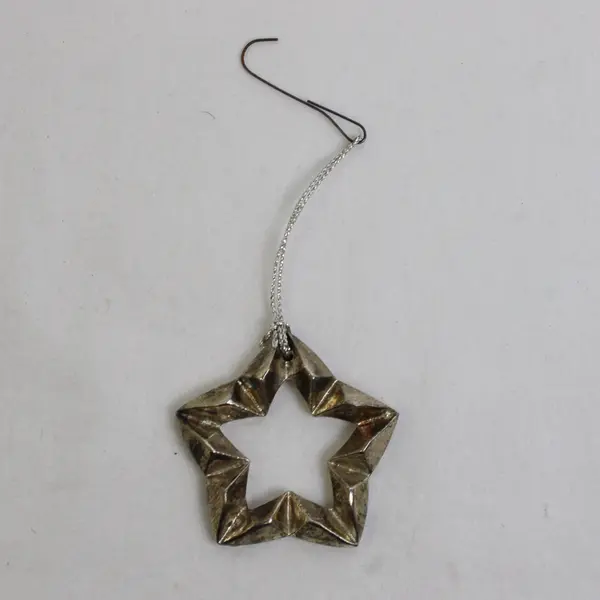 Silver Plated on Brass 2" Star Hanging Ornament Made in Hong Kong