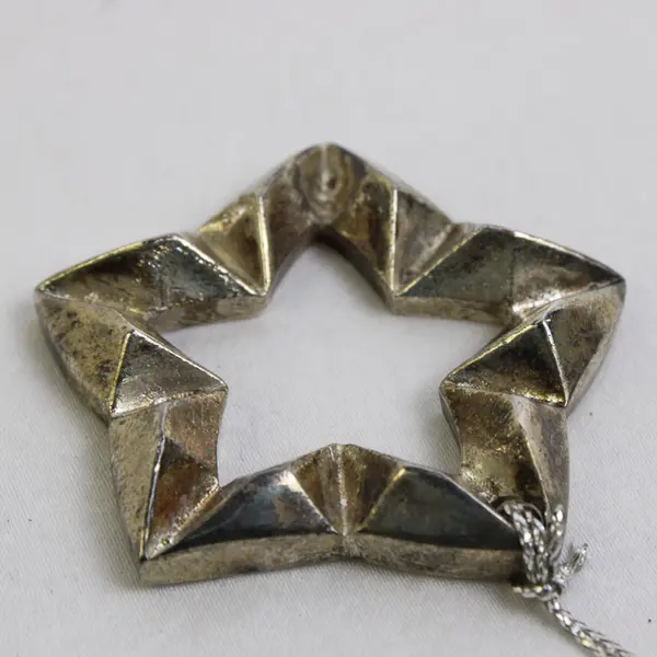 Silver Plated on Brass 2" Star Hanging Ornament Made in Hong Kong