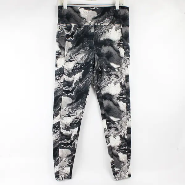 Zone Pro Gray Paint Swirl Print Activewear Leggings Women's Size XL