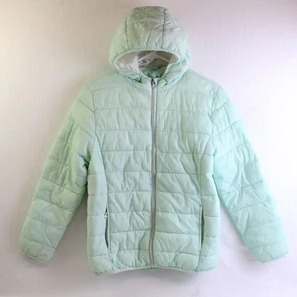 Xersion Youth Girls XL (16) Mint Colored Full Zip Hooded Puffer Jacket