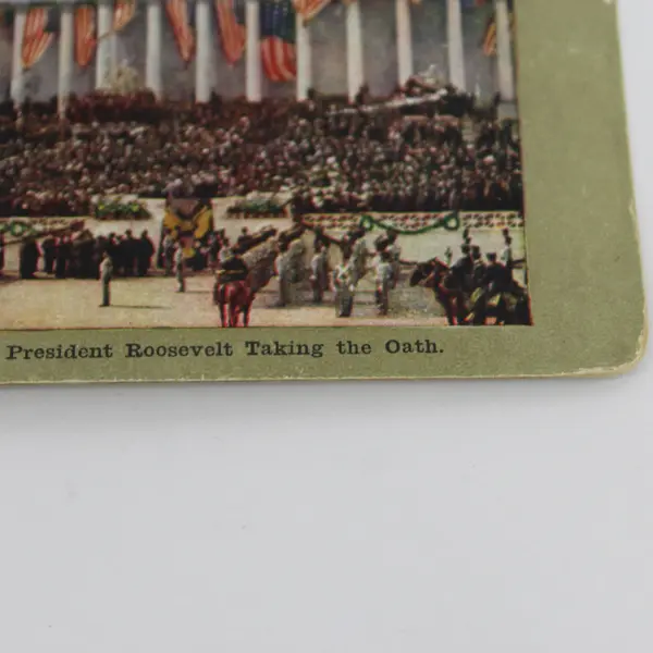 President Roosevelt Taking The Oath Color Litho Stereoview 
