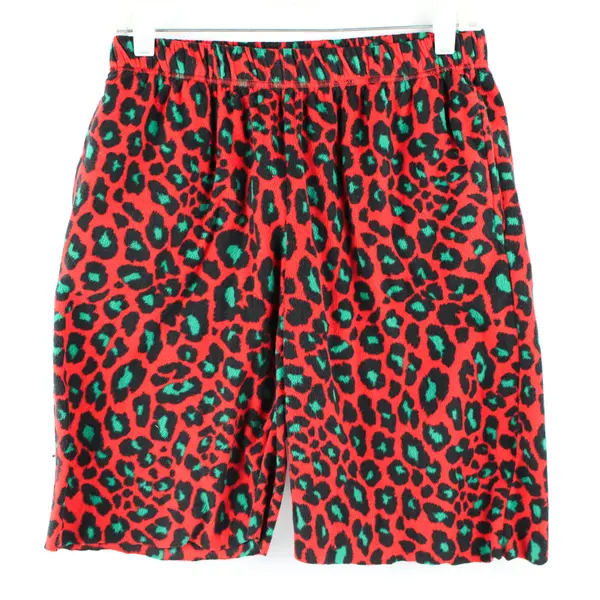 Sleep Chic Red and Green Leopard Print Fleece Pajama Shorts Women's Small