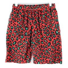 Sleep Chic Red and Green Leopard Print Fleece Pajama Shorts Women's Small
