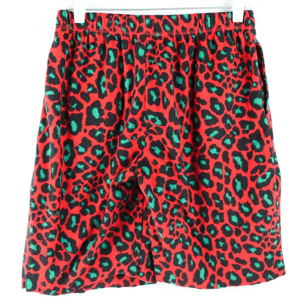 Sleep Chic Red and Green Leopard Print Fleece Pajama Shorts Women's Small