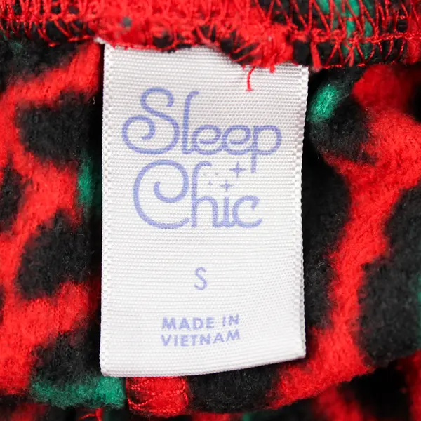 Sleep Chic Red and Green Leopard Print Fleece Pajama Shorts Women's Small