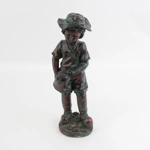 Vintage 2002 Garden Gate Bronze Tone Boy With Watering Can Statue