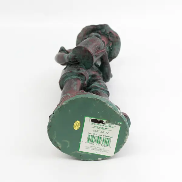 Vintage 2002 Garden Gate Bronze Tone Boy With Watering Can Statue