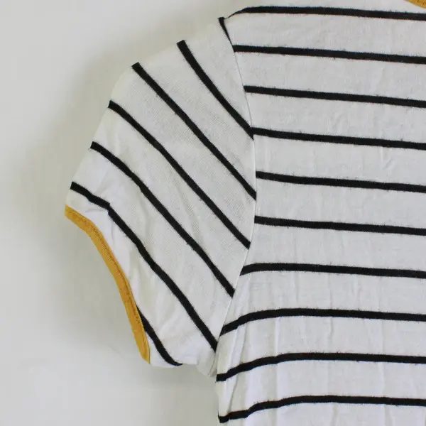 Heart & Hips Youth Girls M (10/12) B&W/Orange Striped Short Sleeve Shirt