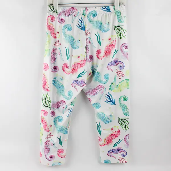 Multicolor Seahorse Print Capri Leggings Women's Size Large