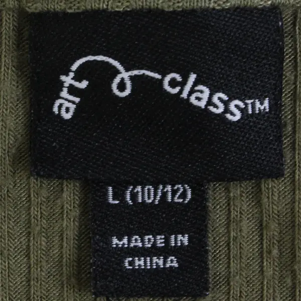 Art Class Girls L 10/12 Green Ribbed Front Button Detail Short Sleeve Shirt