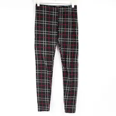 French Laundry Black Gray and Pink Plaid Leggings Women's Small