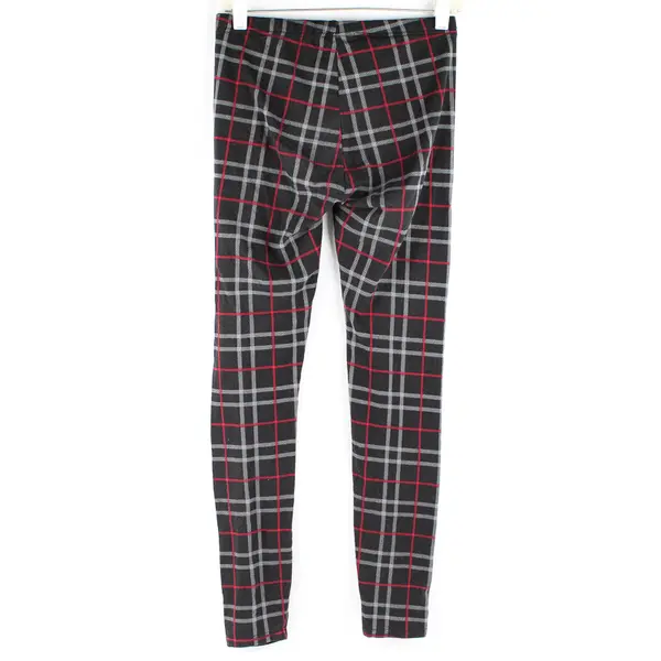 French Laundry Black Gray and Pink Plaid Leggings Women's Small
