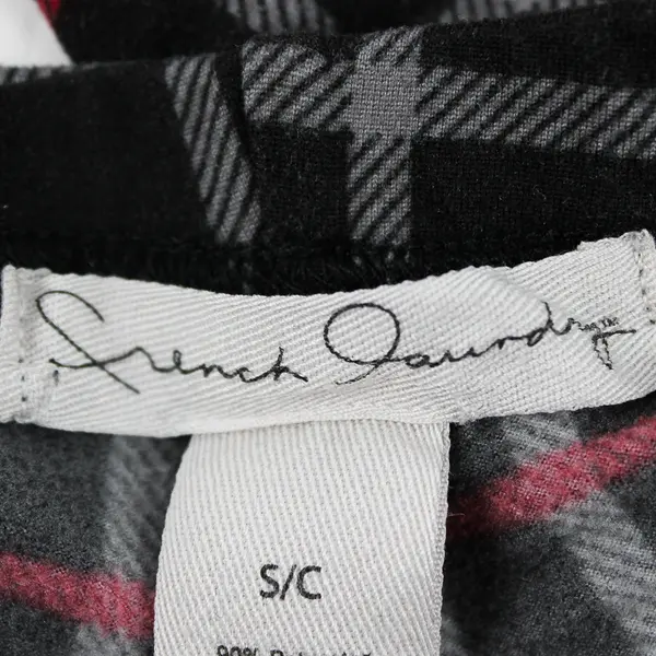 French Laundry Black Gray and Pink Plaid Leggings Women's Small