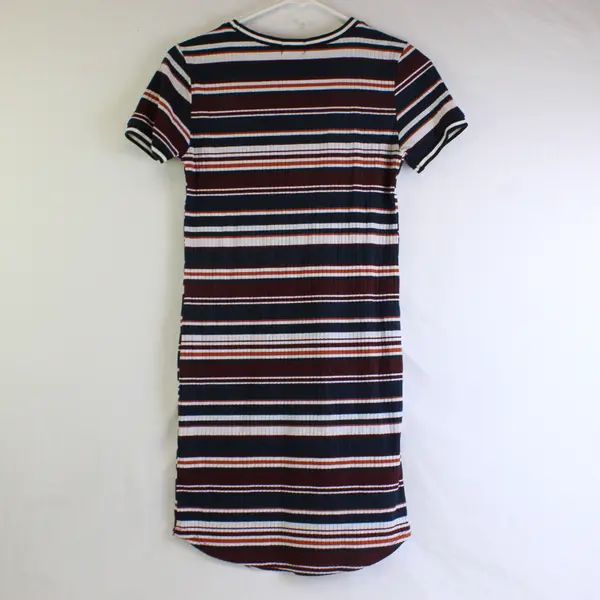 Justify Juniors L Multicolor Short Sleeve Ribbed Stretch Midi Dress