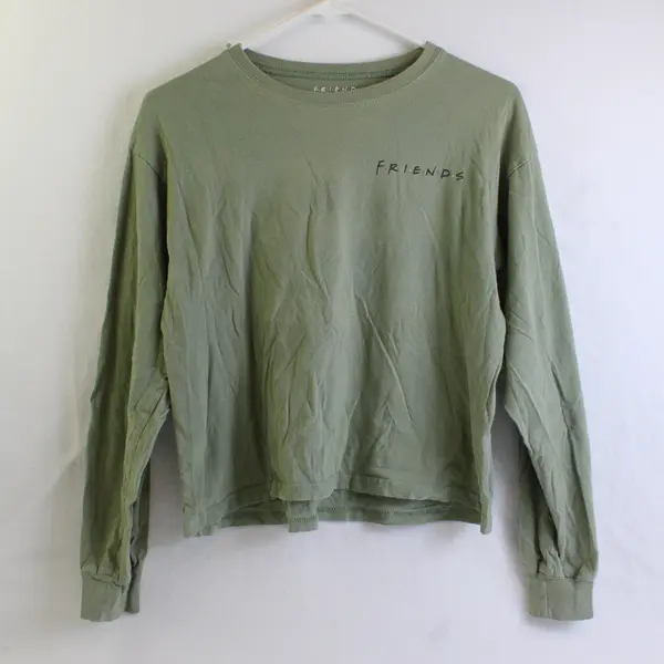 Friends TV Show Women's S Green Graphic Print Long Sleeve 100% Cotton Shirt