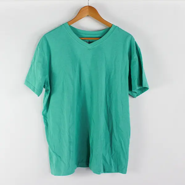 Lot of 2 Garland V-Neck Short-Sleeved T-Shirts Women's XL Teal and Coral Red