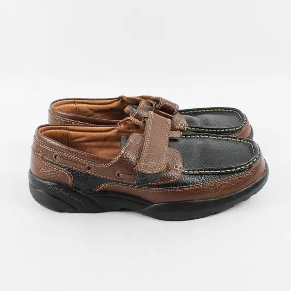 Dr. Comfort Brown/Black Comfort Control Mike Casual Boat Shoes Men's Size 11W