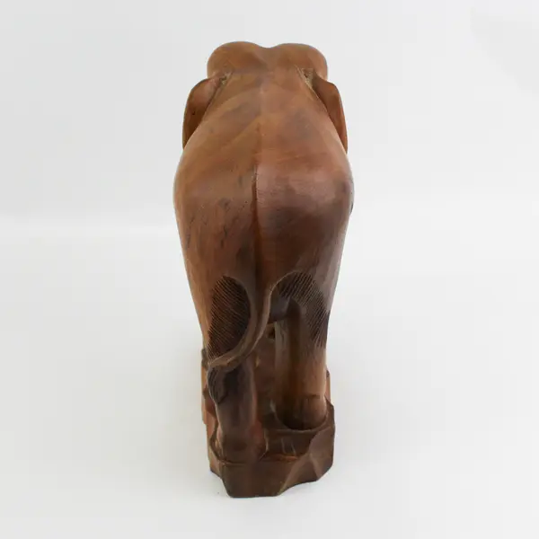 Hand Carved Large Teak Elephant W/Tusks Sculpture Figurine  12.5 inch