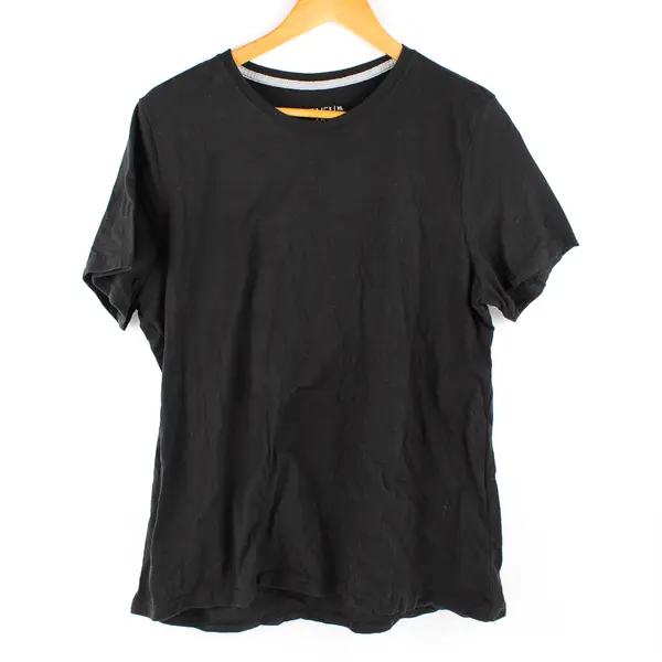  Time And Tru Solid Black Short-Sleeved T-Shirt Women's XL