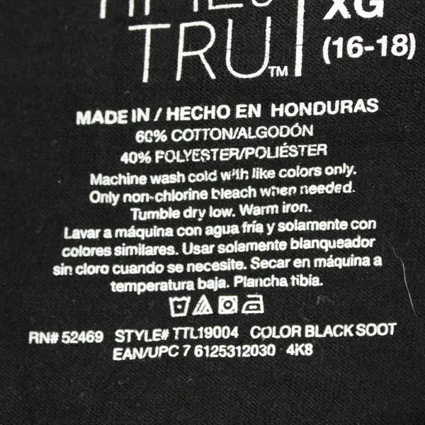  Time And Tru Solid Black Short-Sleeved T-Shirt Women's XL