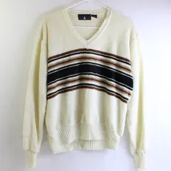 Vintage Eiffel LA Adult XL Multicolor Chenille Knit Long Sleeve V-Neck Sweater