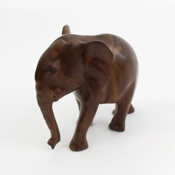 Hand Carved Solid Wood Elephant Figurine South Africa  4.75 " Missing Tusks