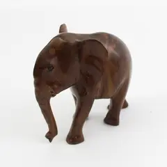 Hand Carved Solid Wood Elephant Figurine South Africa  4.75 " Missing Tusks