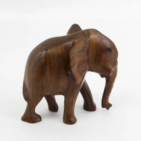 Hand Carved Solid Wood Elephant Figurine South Africa  4.75 " Missing Tusks