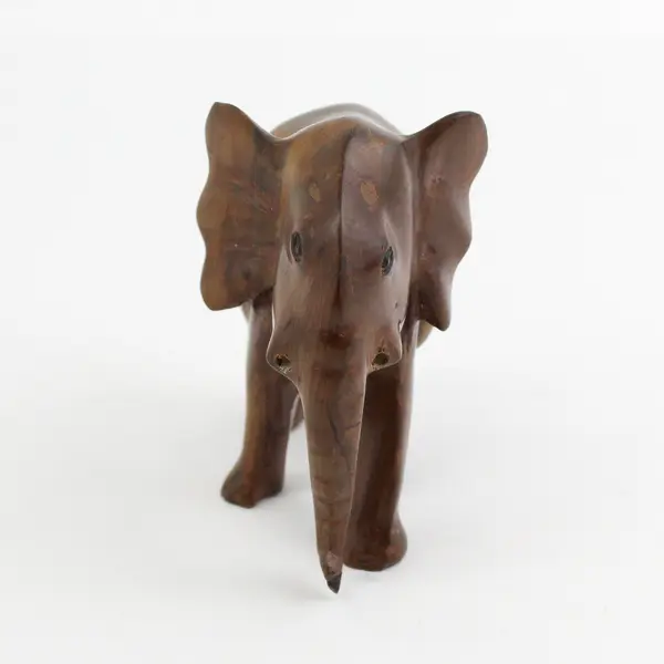 Hand Carved Solid Wood Elephant Figurine South Africa  4.75 " Missing Tusks