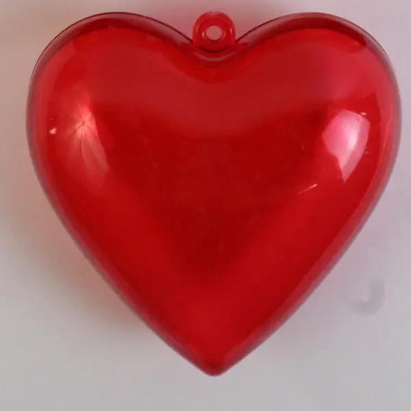 Lot of 31 Red Clear Plastic Heart-Shaped Capsule Ornaments Valentine's Decor