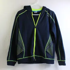 ASICS Youth L (14/16) Blue w/Green Trim Long Sleeve Full Zip Hoodie Jacket
