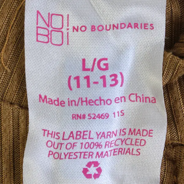 No Boundaries Juniors L 11-13 Brown Buckle Cutout Neck Ribbed Short Sleeve Shirt