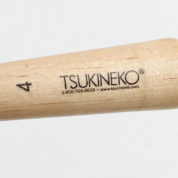 Circular TSUKINEKO Bristle Paint Brush #4 size , Wooden Handle 