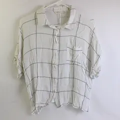 Millibon U.S.A. Women's M White Plaid Short Sleeve Cropped Button Up Shirt