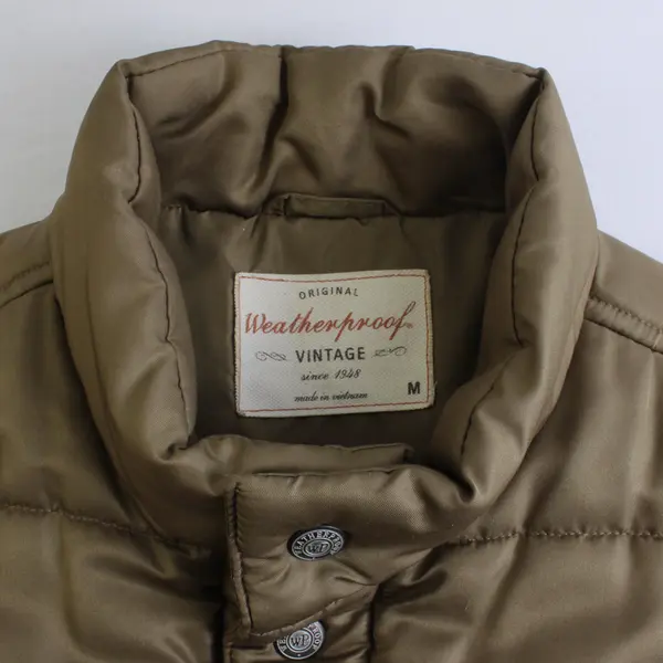Original Weatherproof Vintage Men's M Brown Snap Button Up Puffer Vest