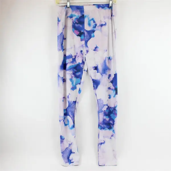 Gold Medal International Purple and Blue Watercolor Print Leggings Women's Large