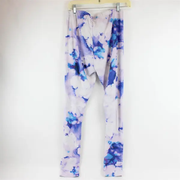 Gold Medal International Purple and Blue Watercolor Print Leggings Women's Large