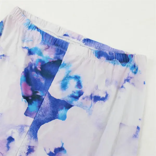Gold Medal International Purple and Blue Watercolor Print Leggings Women's Large