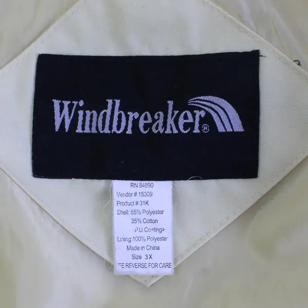 Vintage Original Windbreaker Men's 3X Yellow Knit Trim Full Zip Jacket