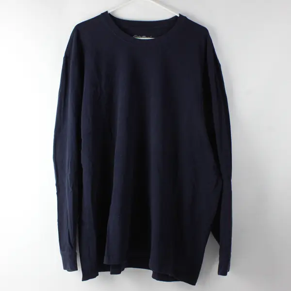 Eddie Bauer Men's 3XL Dark Blue 100% Cotton Long Sleeve Crewneck T-Shirt