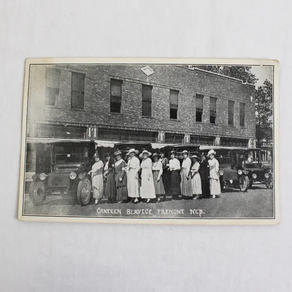 Canteen Service Fremont Nebraska Postcard WWI Electric Cars