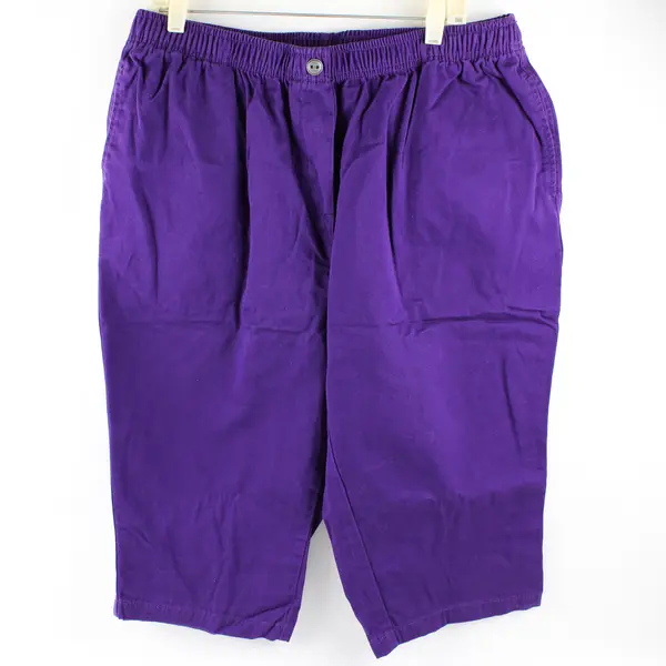 Woman Within Women's Plus 20W Petite Purple Denim Elastic Pull On Capris