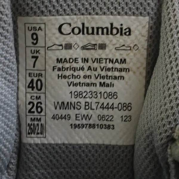 Columbia Light Gray/Purple/Green Hanta Breathe Trail Shoes (No Insole) Women's 9