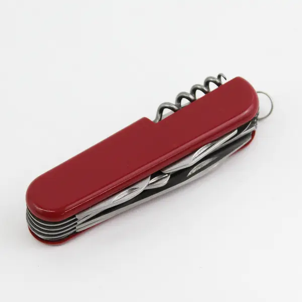 Red  12-in-1 Pocket Knife Multi Tool 3.5" Handle 2" Drop Point Stainless Blade