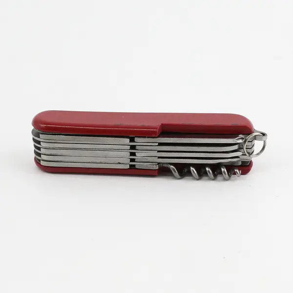 Red  12-in-1 Pocket Knife Multi Tool 3.5" Handle 2" Drop Point Stainless Blade
