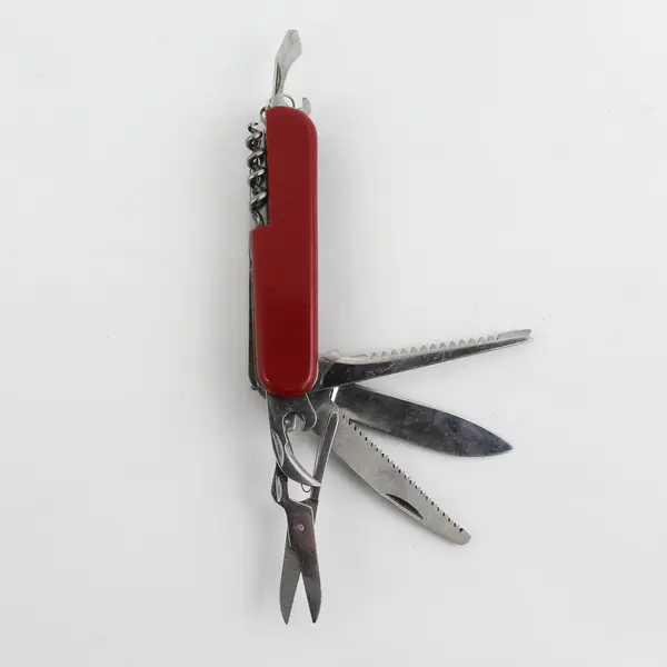 Red  12-in-1 Pocket Knife Multi Tool 3.5" Handle 2" Drop Point Stainless Blade