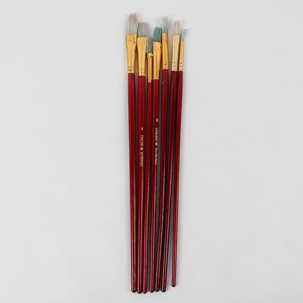 Lot of 7 Red DALER ROWNEY Paint Brushes, used 
