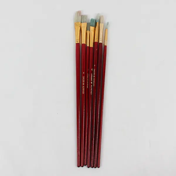 Lot of 7 Red DALER ROWNEY Paint Brushes, used 