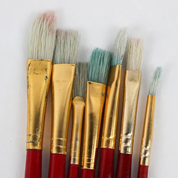 Lot of 7 Red DALER ROWNEY Paint Brushes, used 